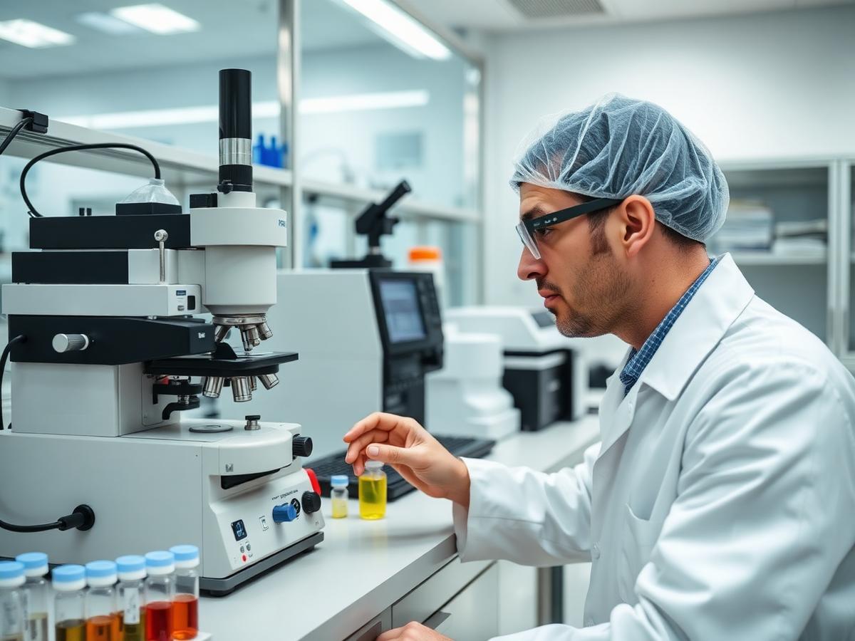 Analytical chemist operating spectrometry instrumentation